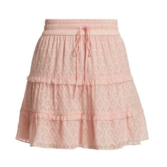 Alice + Olivia NWT Vinita Drawstring Ruffle Panel Pink Silk Blend Skirt // 12 - Picture 1 of 13